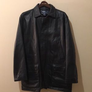 Polo Ralph Lauren black leather jacket- large